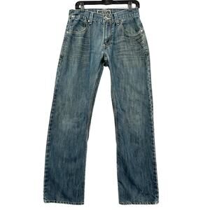 Levi's 514 Blue Denim Faded Wash Distressed Slim Straight Jeans Size 31 x 30